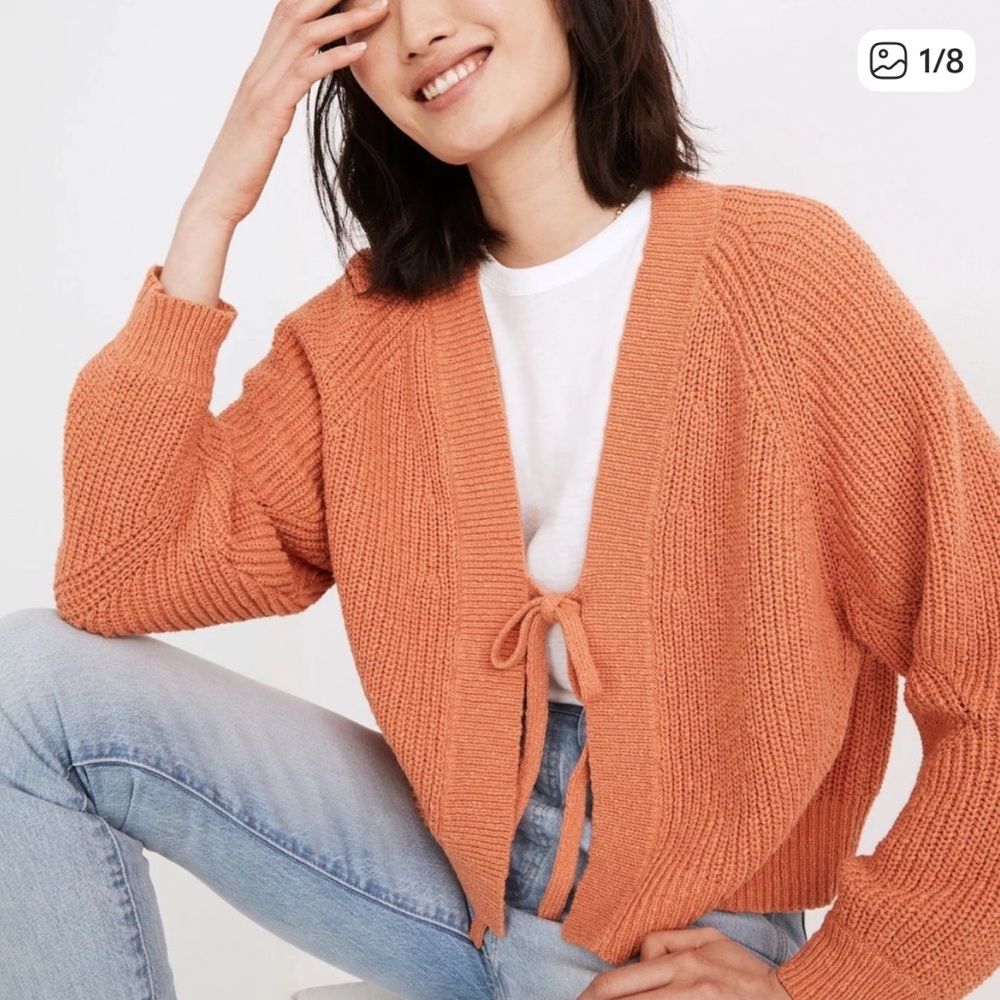 Madewell V-Neck Orange Cardigan